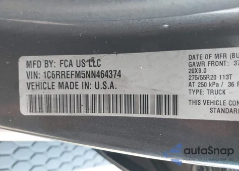 2022 Ram 1500 Big Horn 4X2 5'7 Box из США, поврежденный, VIN 1C6RREFM5NN464374